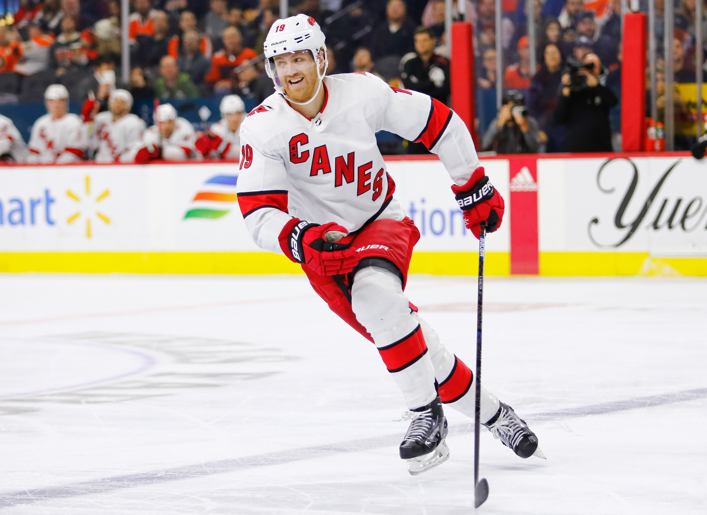 Center Sean Pronger of the Columbus Blue Jackets skates on the ice