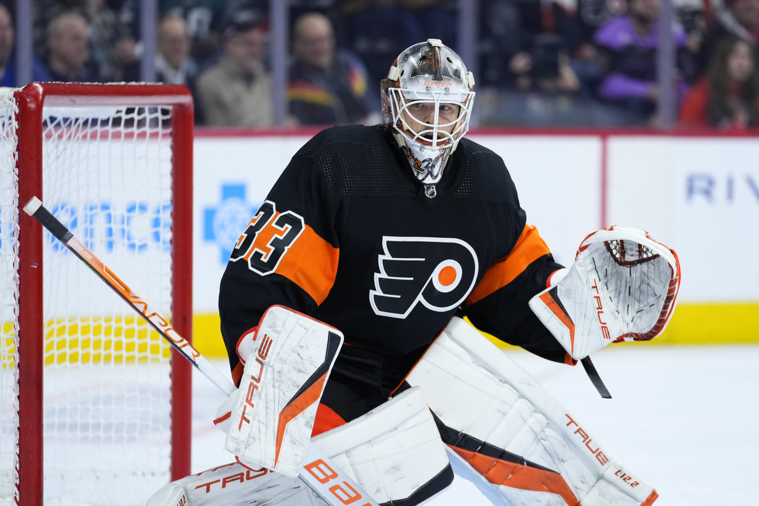 Sam Ersson, Philadelphia Flyers. (AP Photo/Matt Slocum)