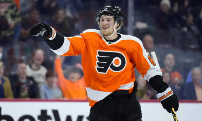 Travis Sanheim. Philadelphia Flyers. (AP Photo/Matt Slocum)