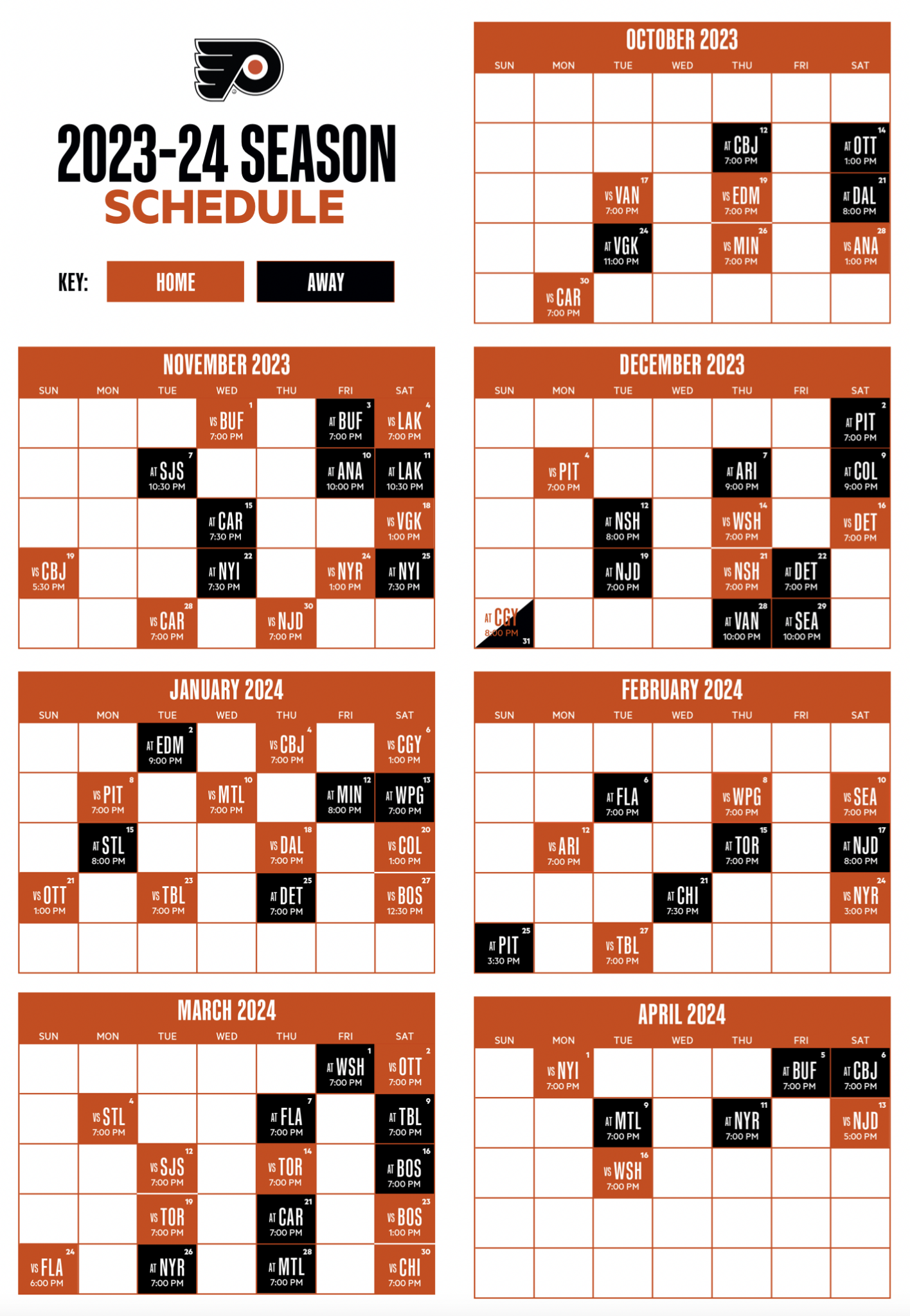 Philadelphia Flyers Schedule 2024 24 Printable Ola Lauryn