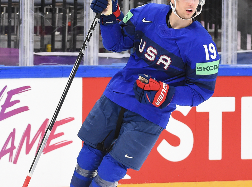 Cutter Gauthier at World Championships (Photo courtesy of IIHF)