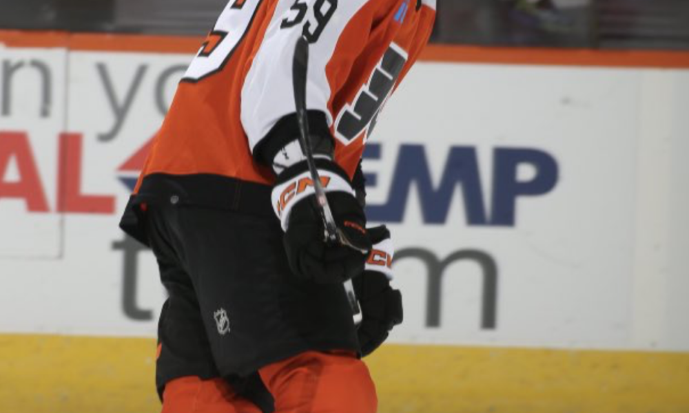 Oliver Bonk in Rookie Series vs. Rangers (Photo provided by Flyers)