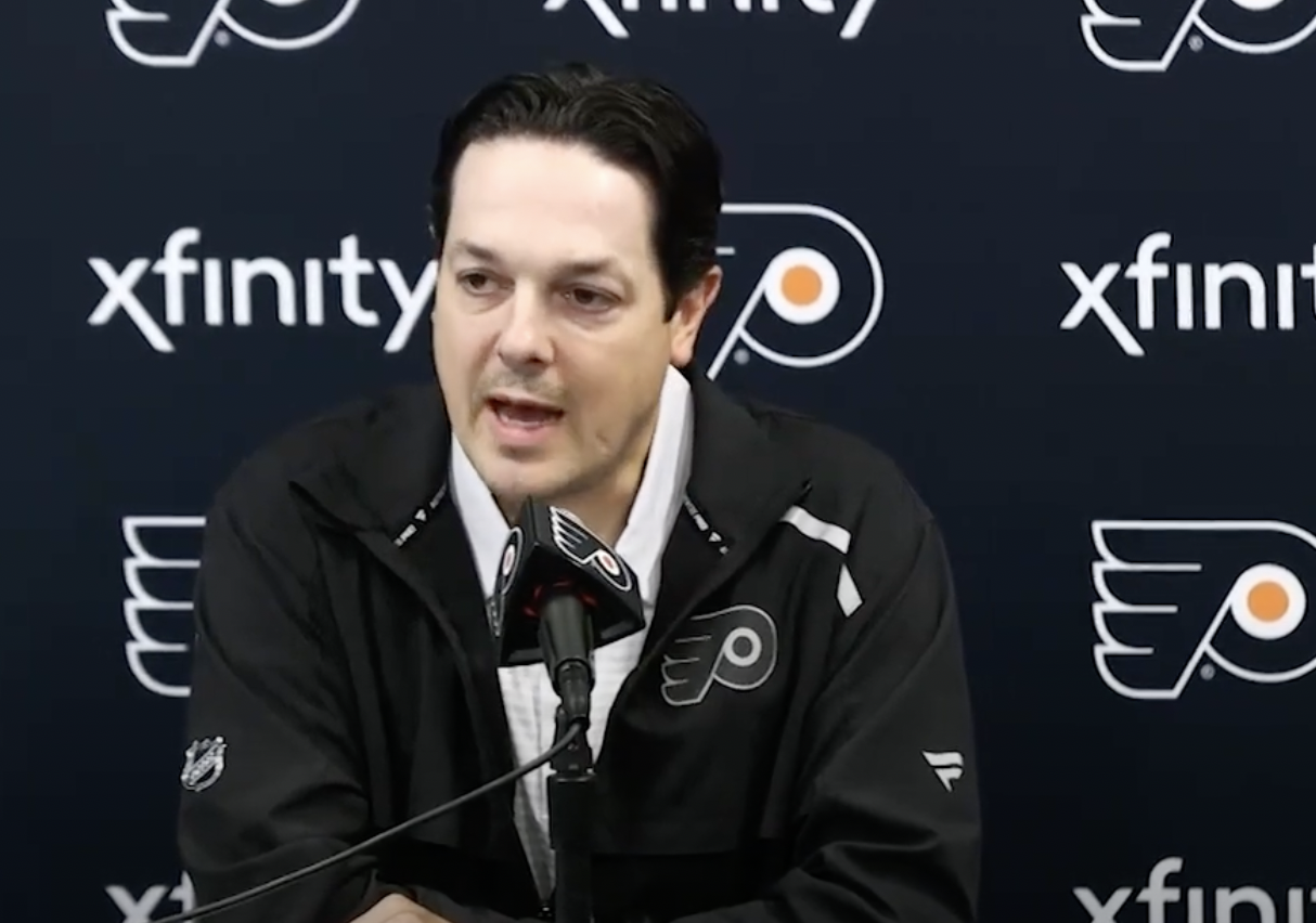 Flyers GM Daniel Briere at news conference Tuesday in Voorhees.