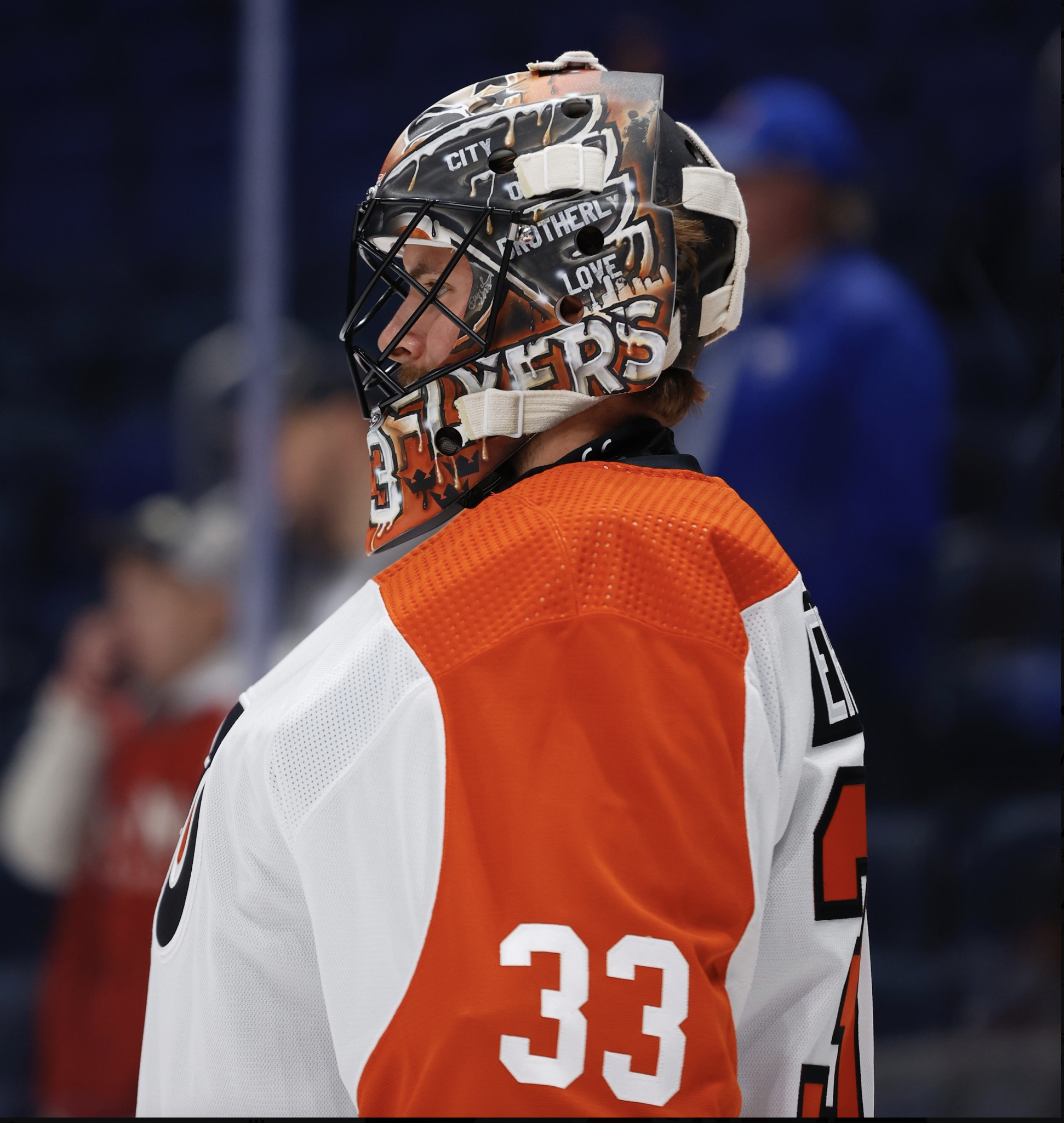 Sam Ersson, on the ice against Islanders on Wednesday (Photo provided by Flyers)