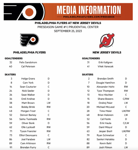 Flyers' roster for Saturday's preseason opener against Bruins 7 p.m. ET  NBCSPhilly ⁩+ : r/Flyers